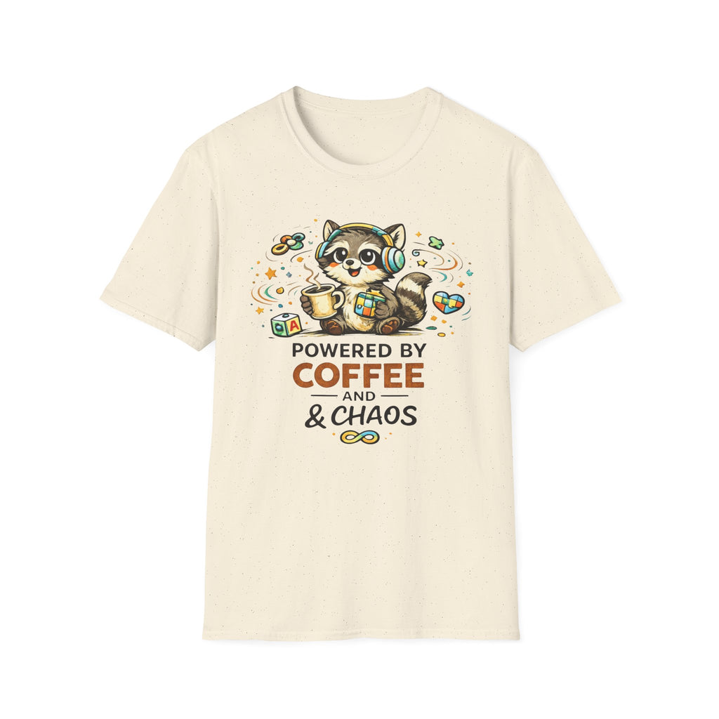 Powered by Coffee and Chaos Racoon T-Shirt