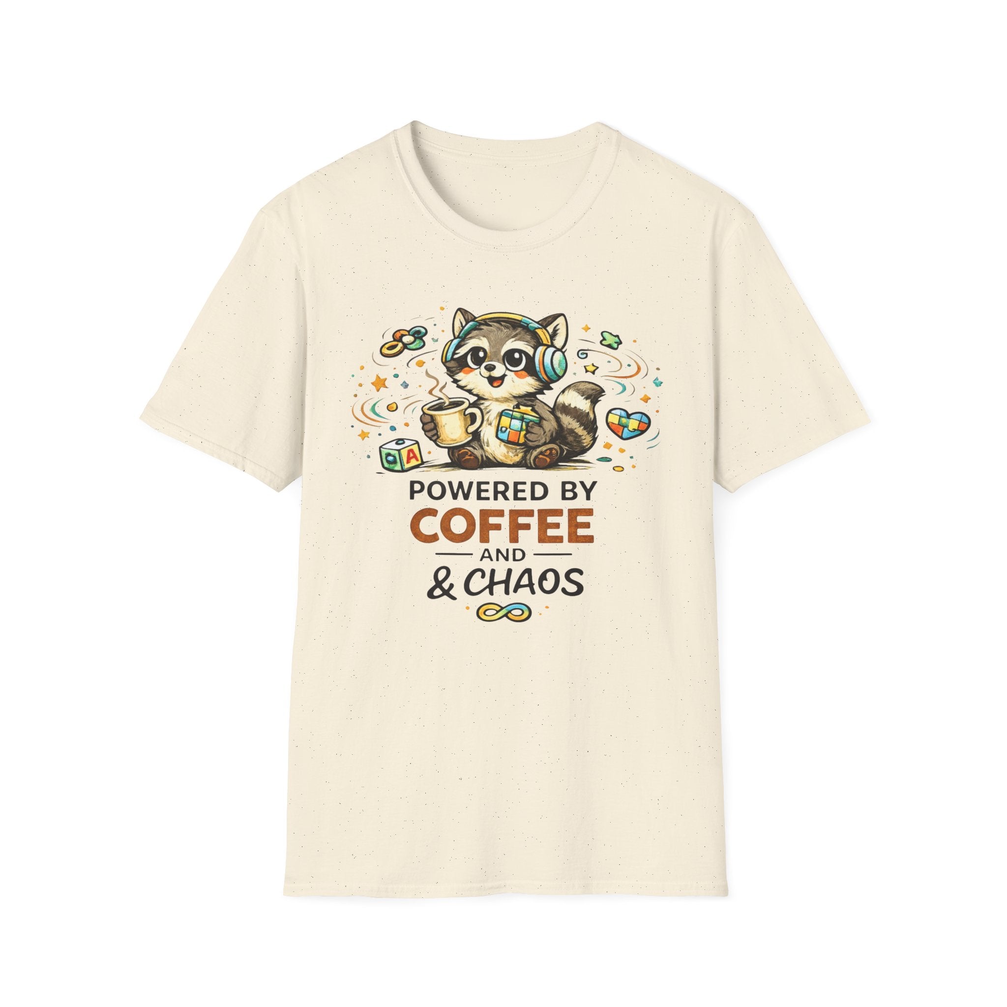 Powered by Coffee and Chaos Racoon T-Shirt