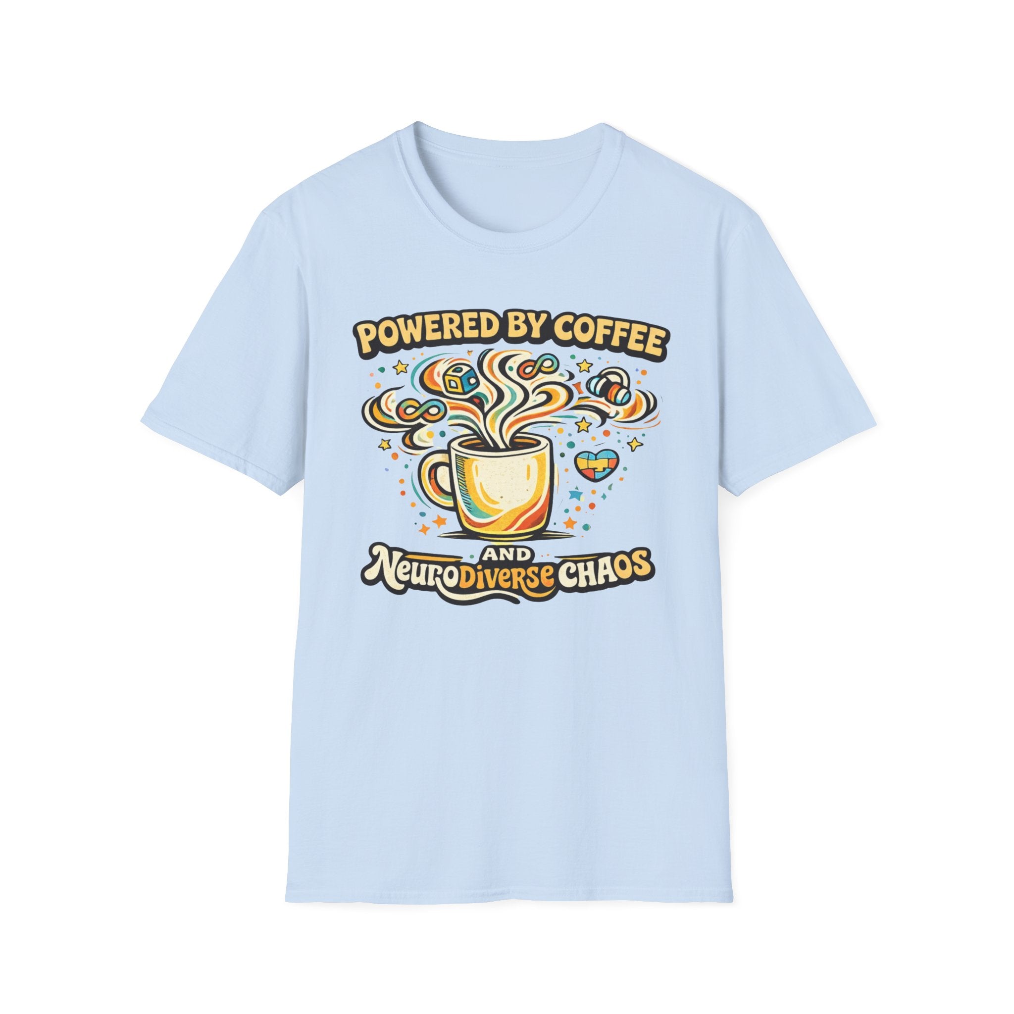 Powered by Coffee and Neurodiverse Chaos Graffiti Style T-Shirt