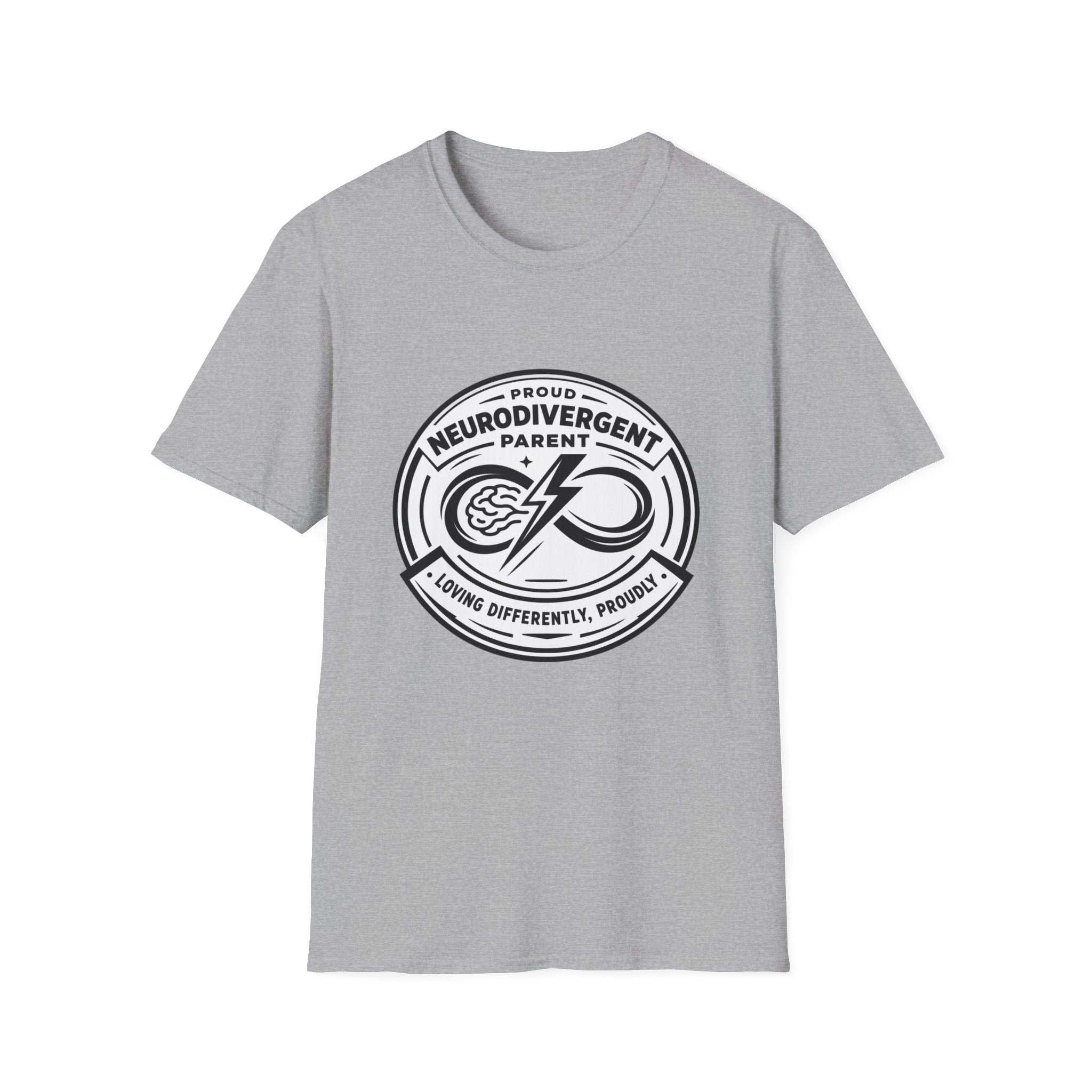Proud Neurodivergent Parent B&W Badge T-Shirt