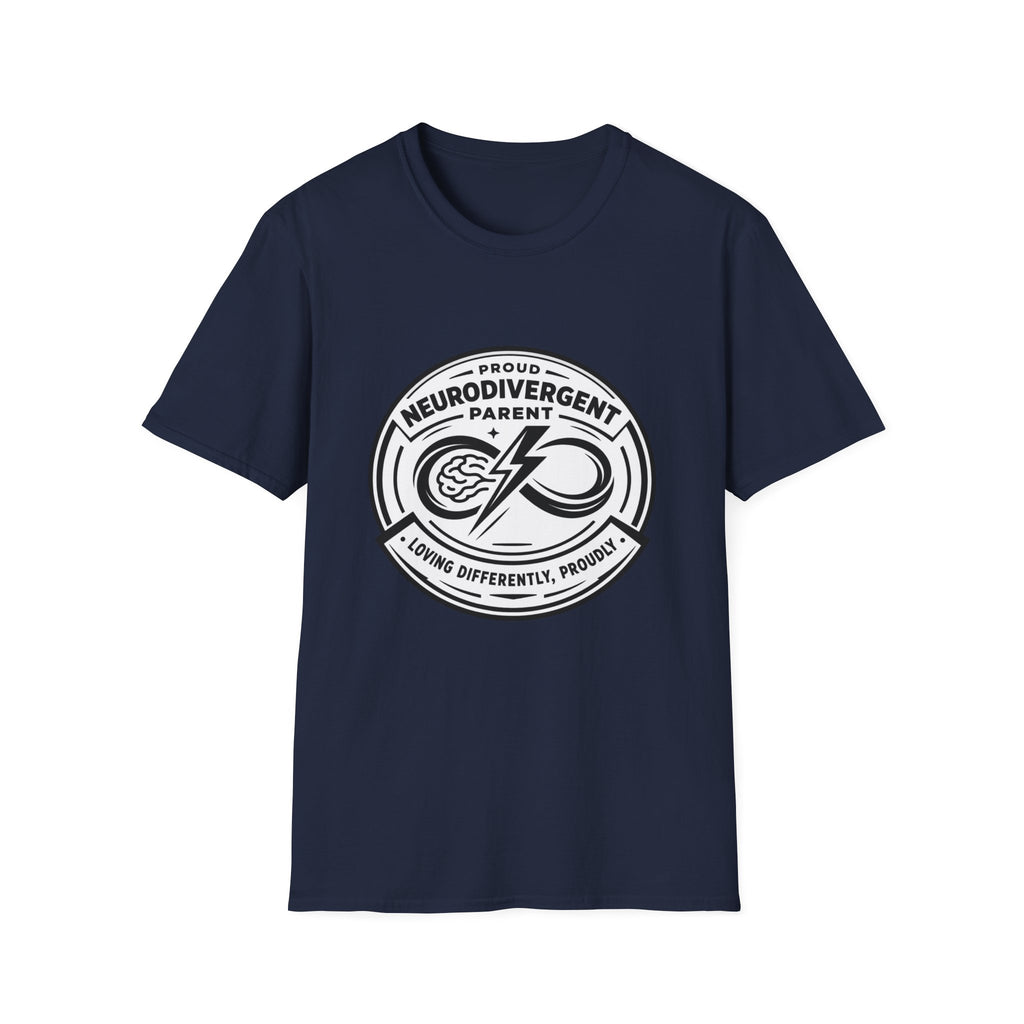 Proud Neurodivergent Parent B&W Badge T-Shirt