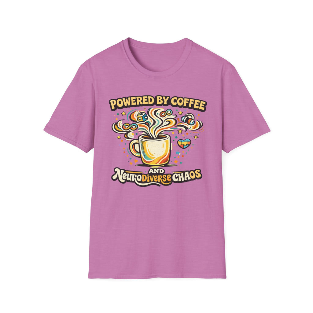 Powered by Coffee and Neurodiverse Chaos Graffiti Style T-Shirt