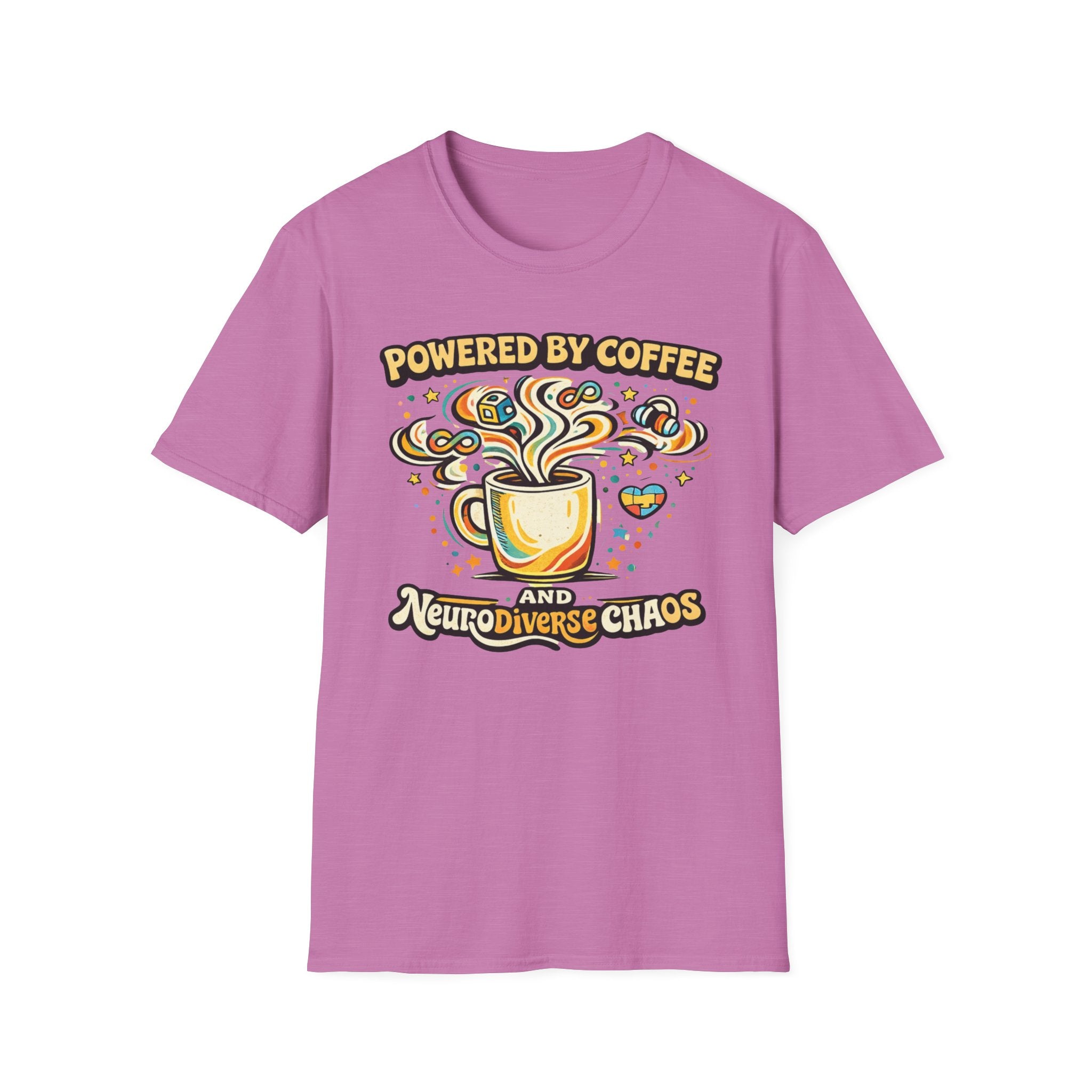 Powered by Coffee and Neurodiverse Chaos Graffiti Style T-Shirt