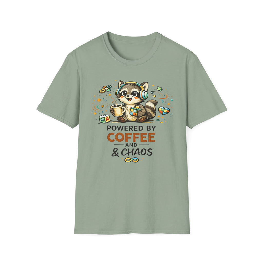 Powered by Coffee and Chaos Racoon T-Shirt