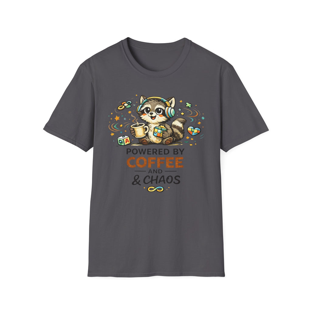 Powered by Coffee and Chaos Racoon T-Shirt