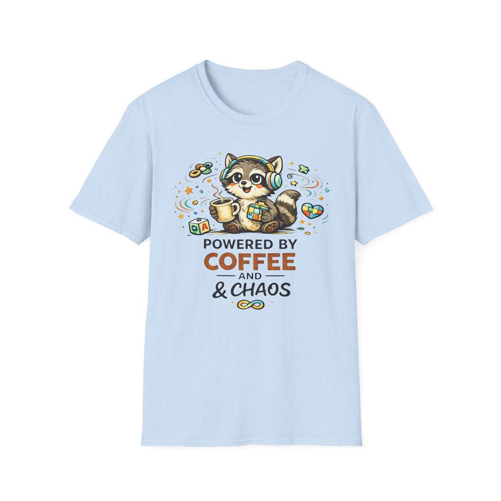 Powered by Coffee and Chaos Racoon T-Shirt