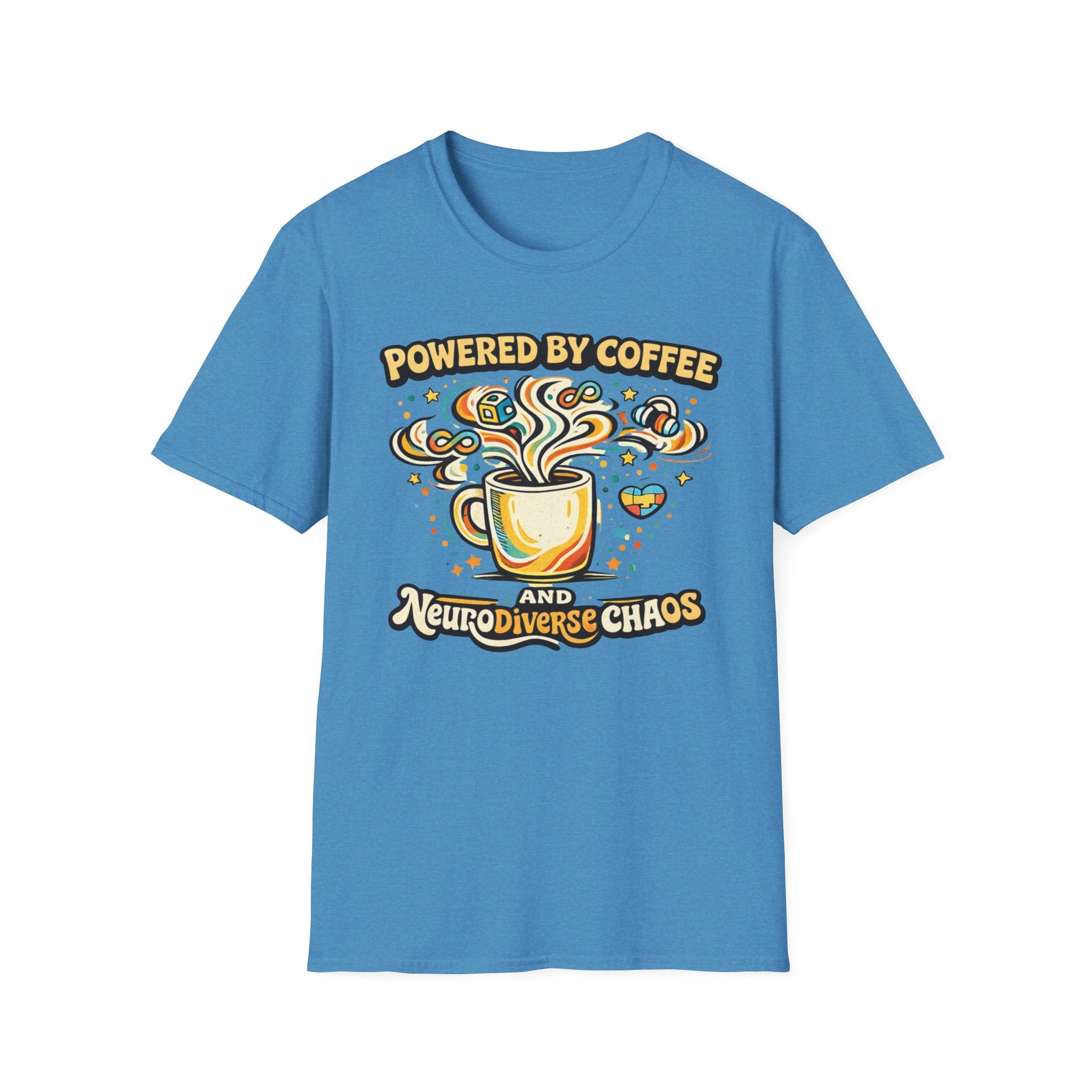Powered by Coffee and Neurodiverse Chaos Graffiti Style T-Shirt