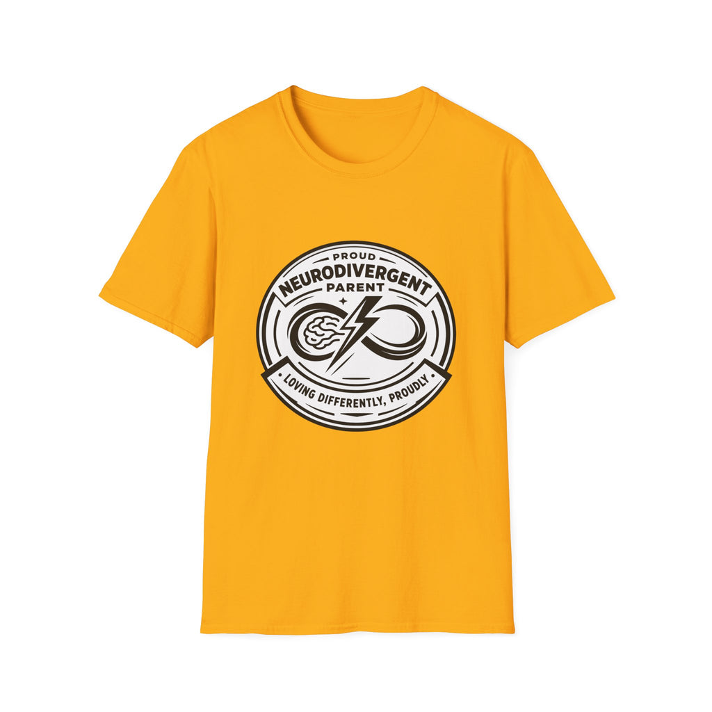 Proud Neurodivergent Parent B&W Badge T-Shirt