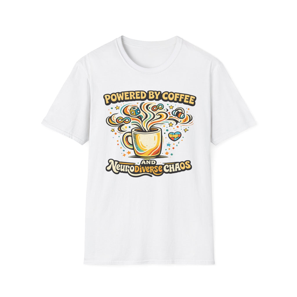 Powered by Coffee and Neurodiverse Chaos Graffiti Style T-Shirt