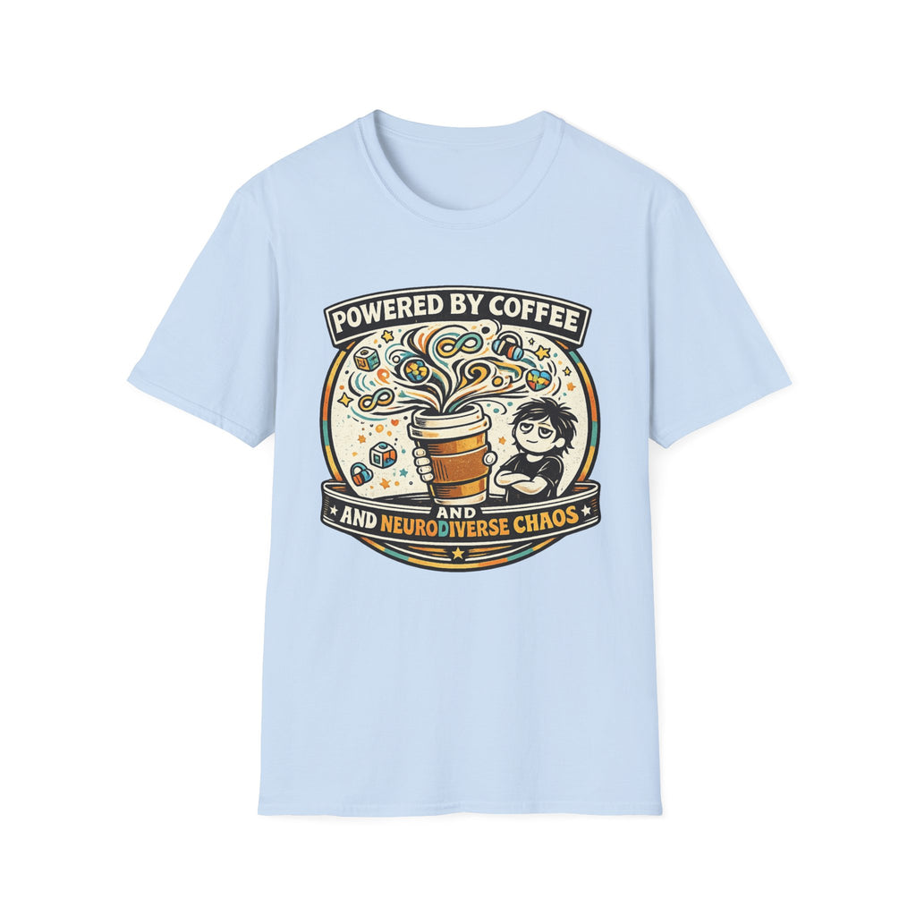Powered by Coffee and Neurodiverse Chaos Parent T-Shirt