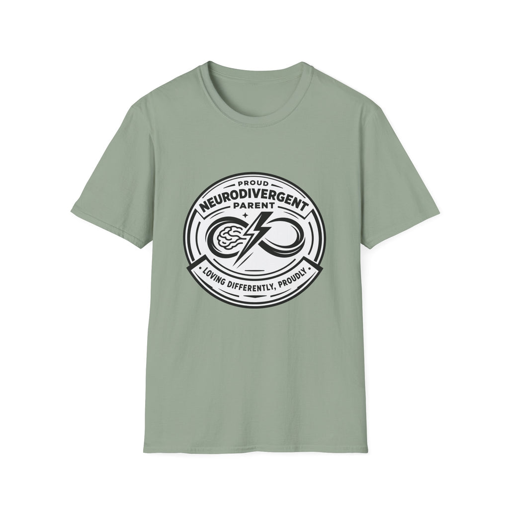 Proud Neurodivergent Parent B&W Badge T-Shirt