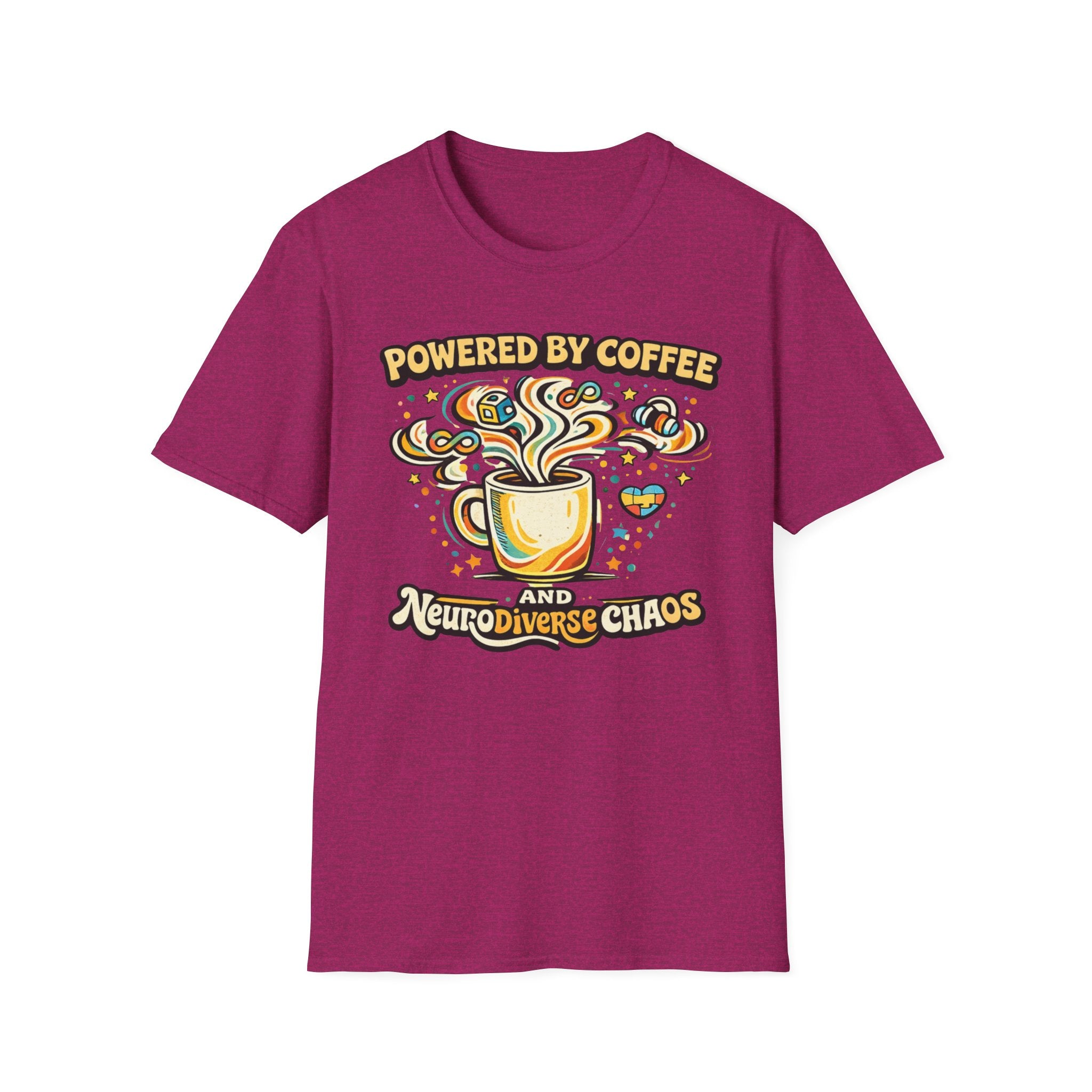 Powered by Coffee and Neurodiverse Chaos Graffiti Style T-Shirt