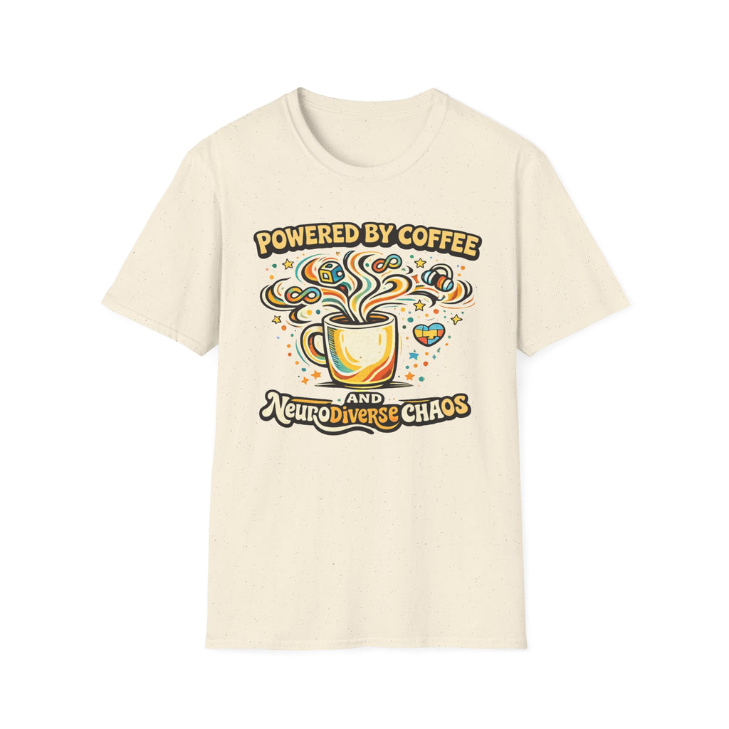 Powered by Coffee and Neurodiverse Chaos Graffiti Style T-Shirt
