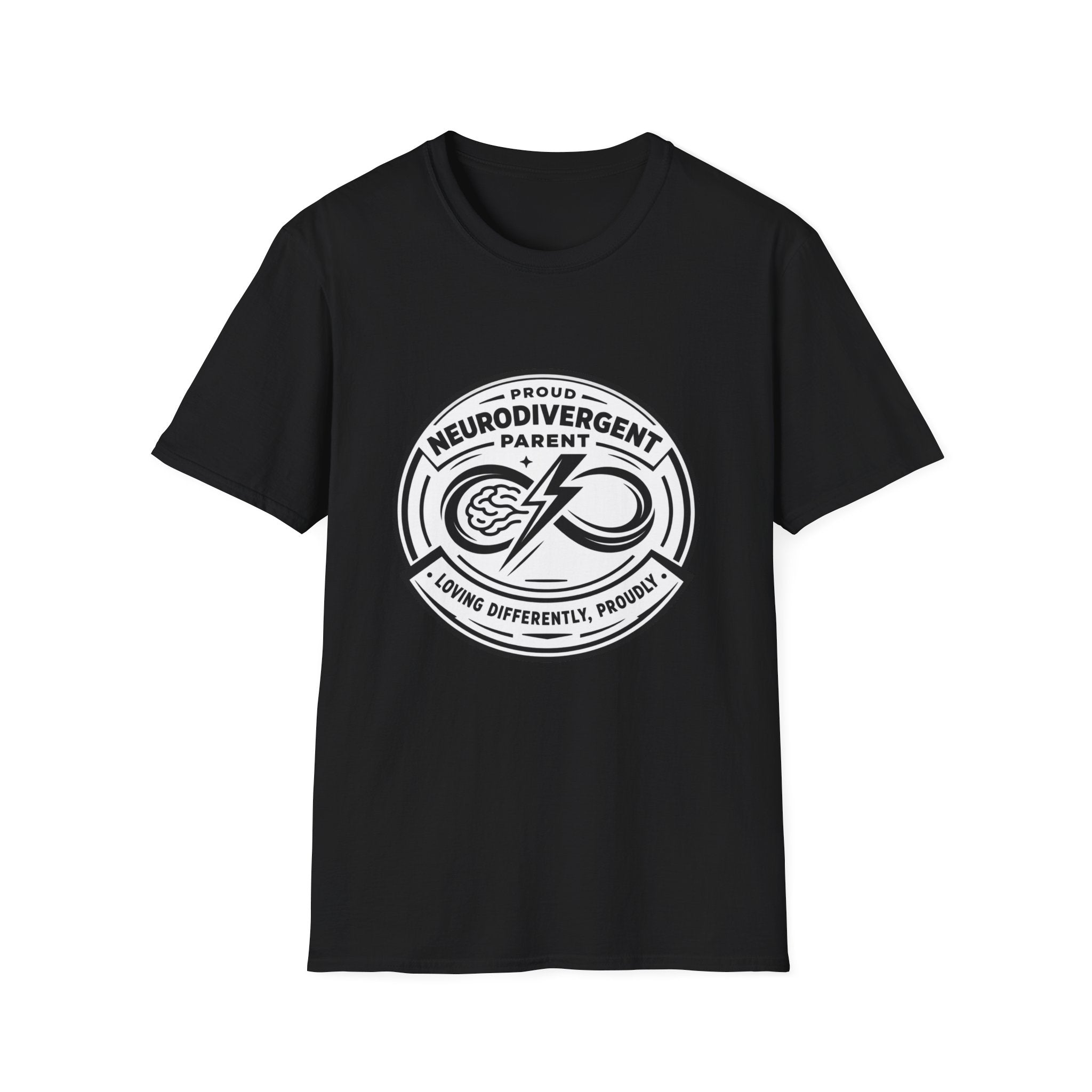 Proud Neurodivergent Parent B&W Badge T-Shirt