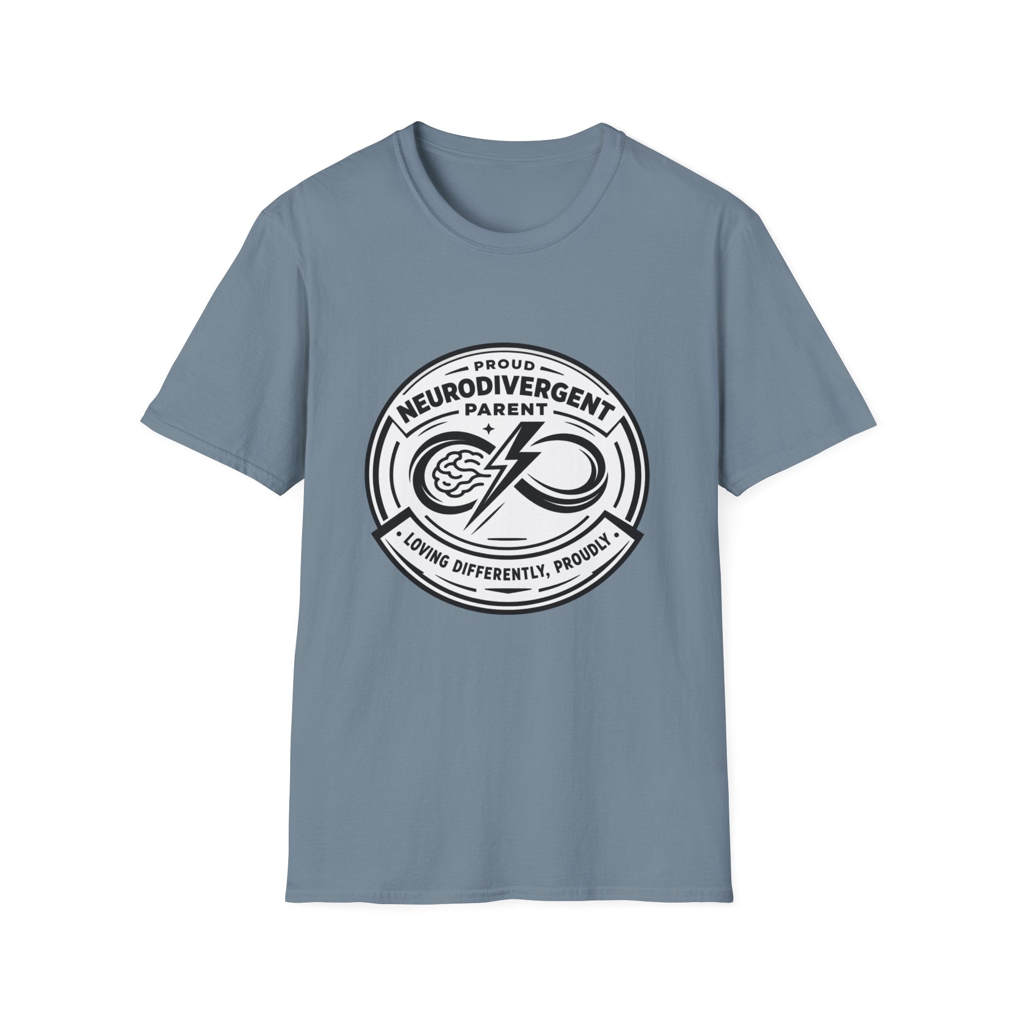 Proud Neurodivergent Parent B&W Badge T-Shirt