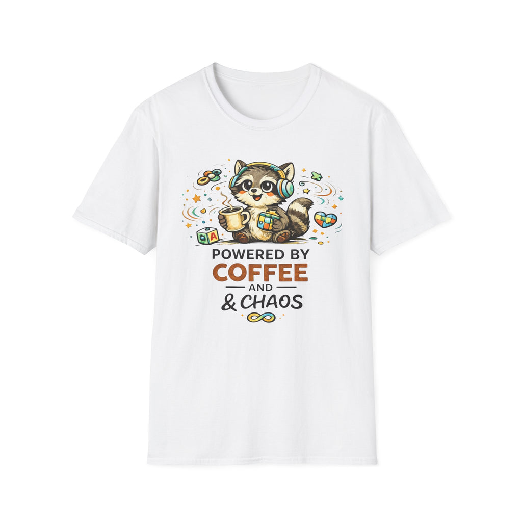 Powered by Coffee and Chaos Racoon T-Shirt