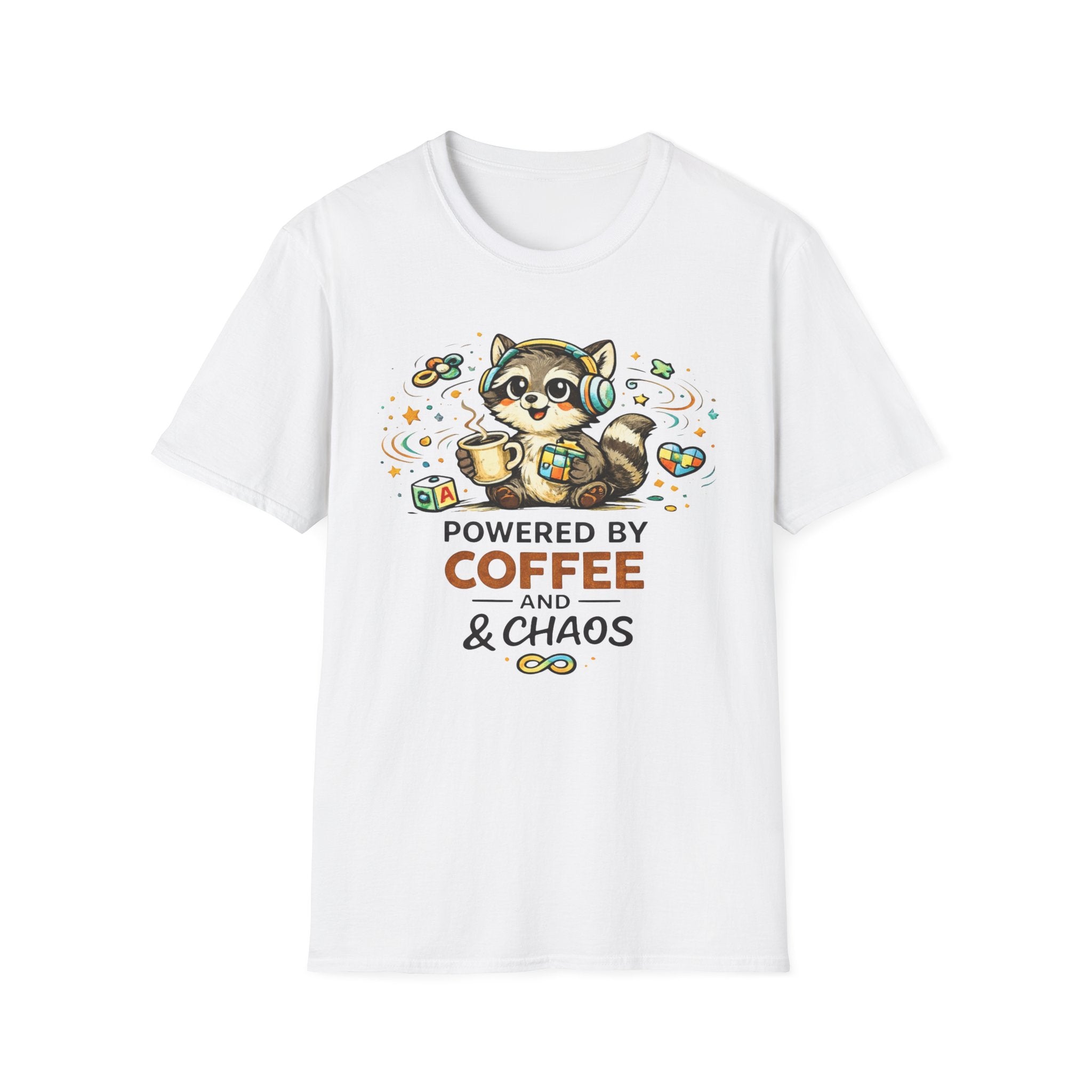 Powered by Coffee and Chaos Racoon T-Shirt