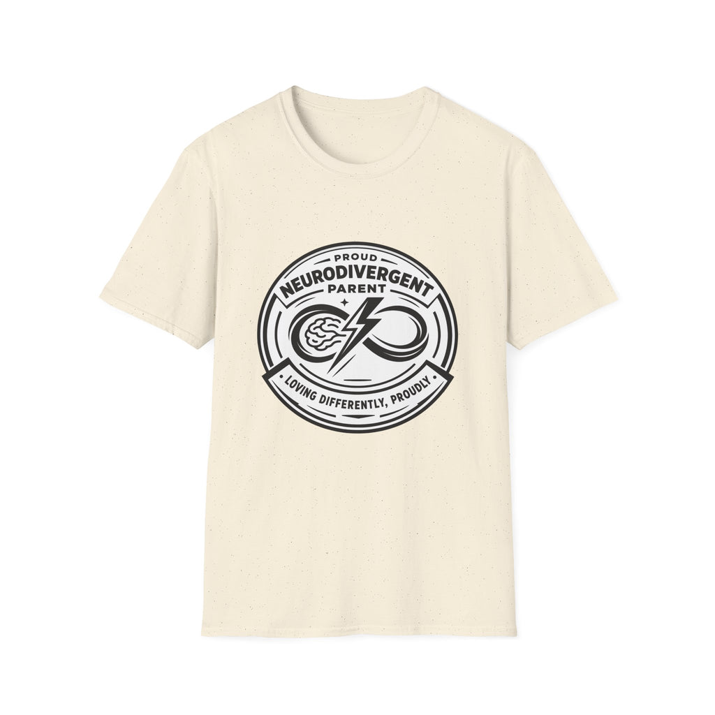 Proud Neurodivergent Parent B&W Badge T-Shirt