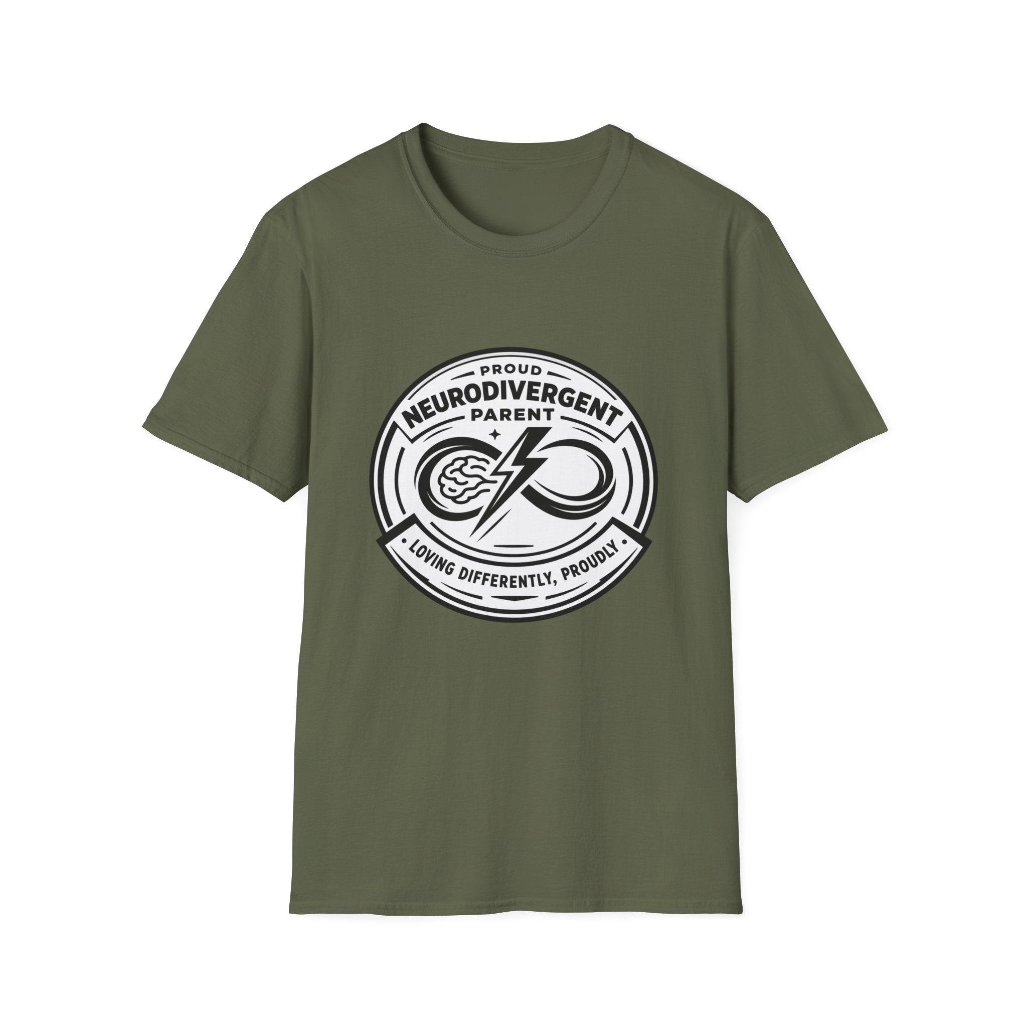 Proud Neurodivergent Parent B&W Badge T-Shirt