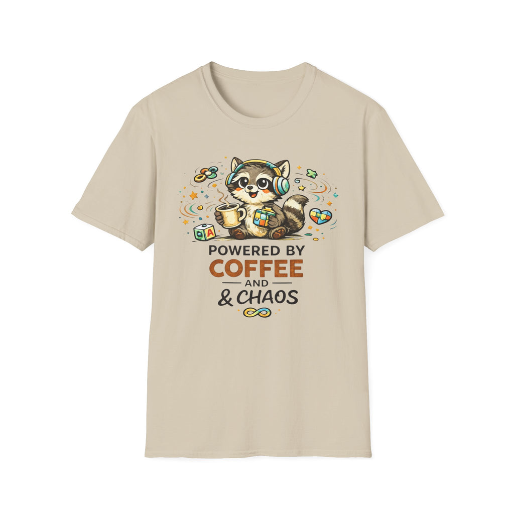 Powered by Coffee and Chaos Racoon T-Shirt
