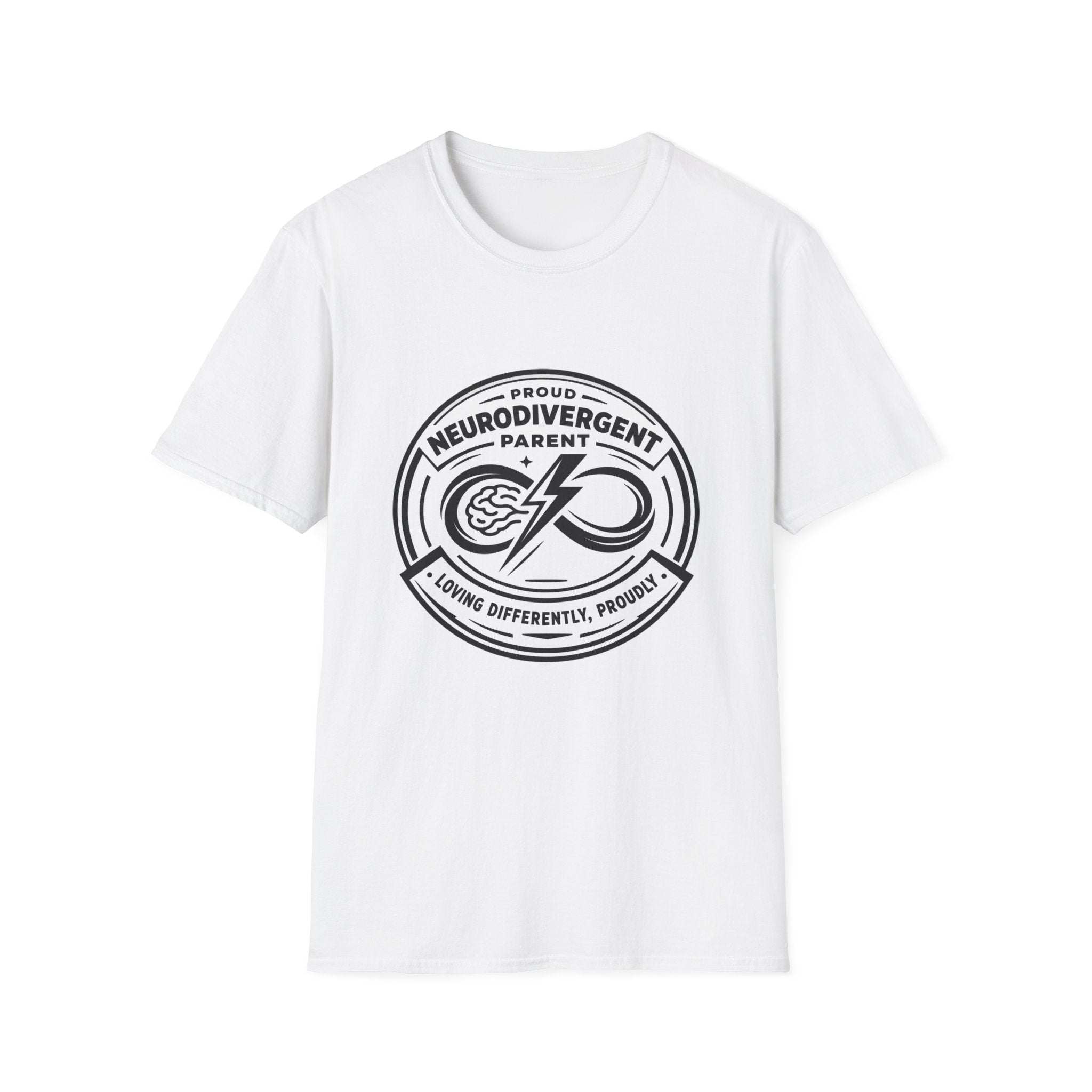 Proud Neurodivergent Parent B&W Badge T-Shirt