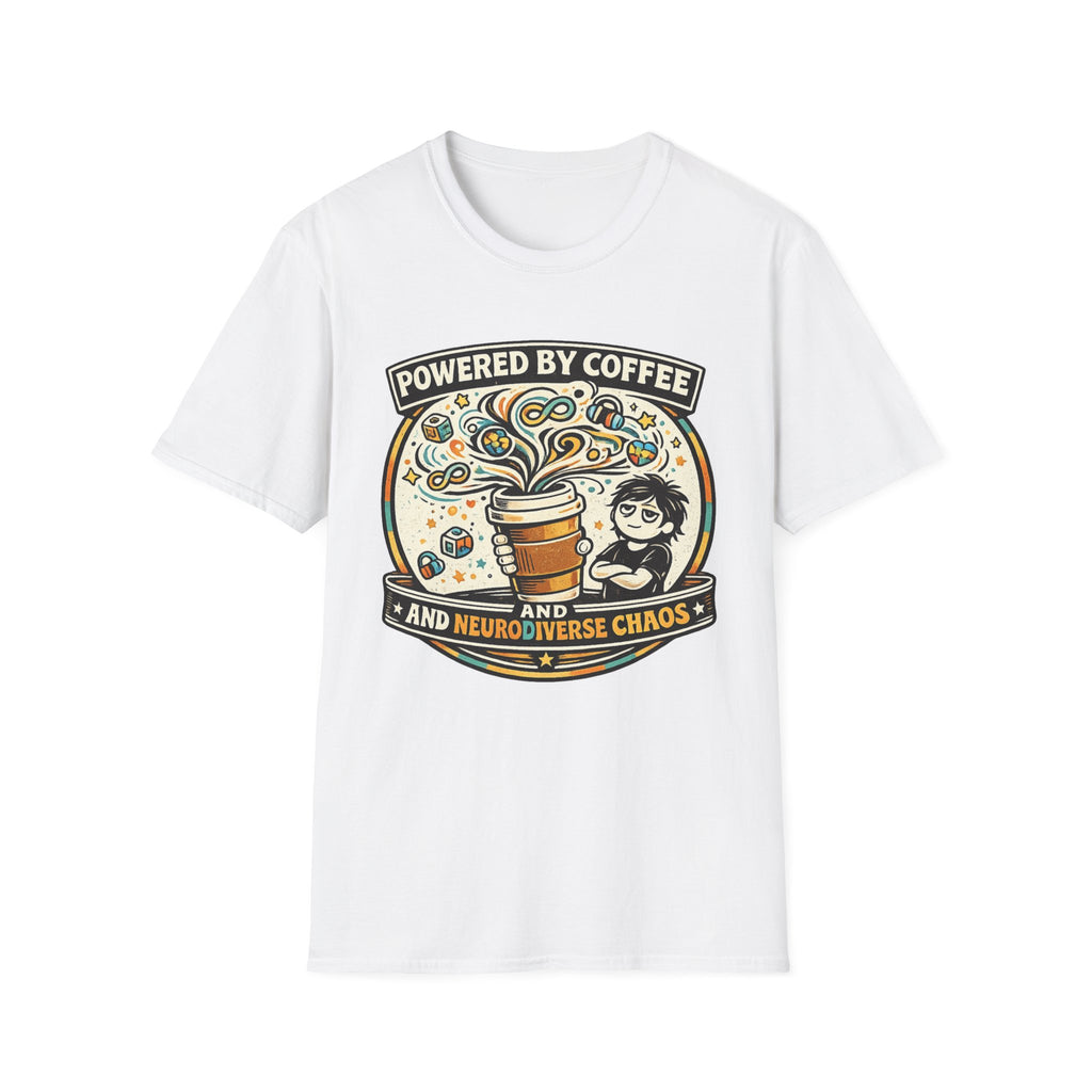 Powered by Coffee and Neurodiverse Chaos Parent T-Shirt