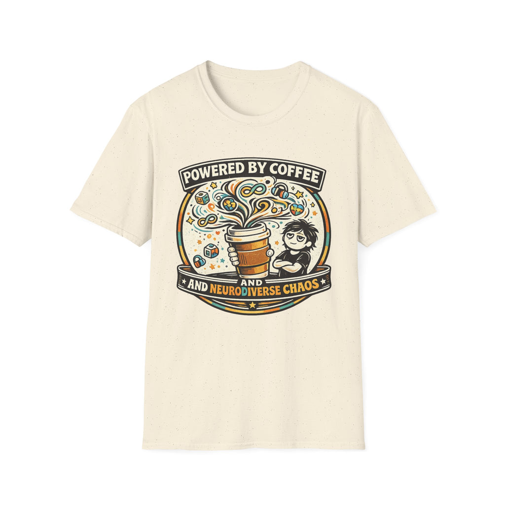 Powered by Coffee and Neurodiverse Chaos Parent T-Shirt