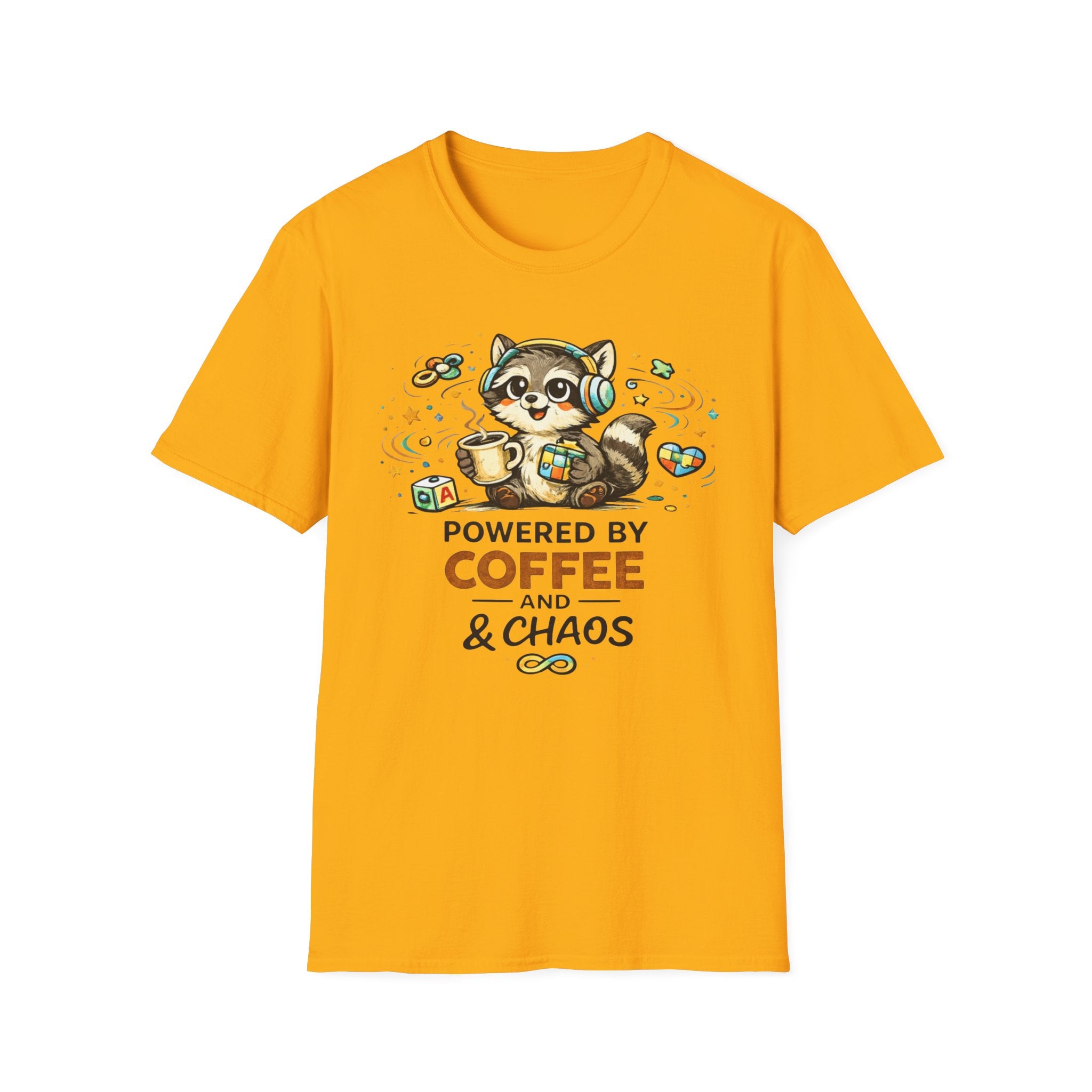 Powered by Coffee and Chaos Racoon T-Shirt