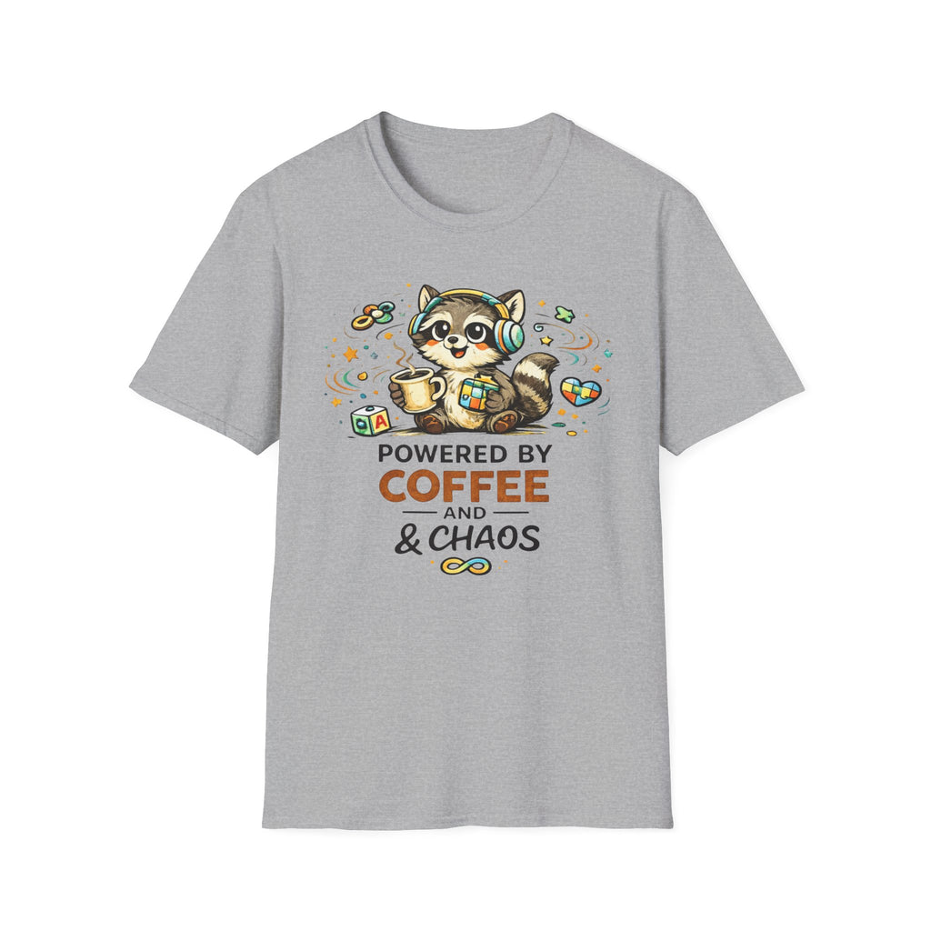 Powered by Coffee and Chaos Racoon T-Shirt